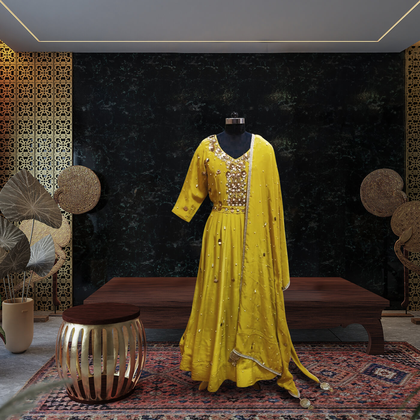 Yellow Crepe Gown​